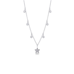 Collier en or blanc 18k avec pendentif étoile serti de diamants