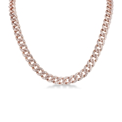 Collier en maille gourmette en or rose 18 carats avec des diamants