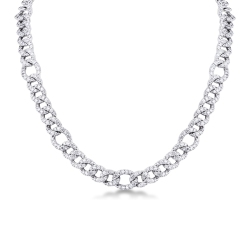 Collier en maille gourmette en or blanc 18 carats avec des diamants