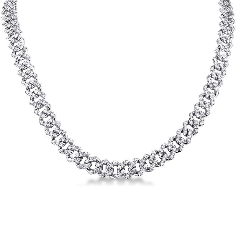 Cuban Link chaine or blanc 18 k et diamants