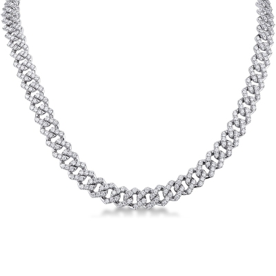 Cuban Link chaine or blanc 18 k et diamants