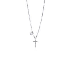 Collier pendentif personnalisé lettre T or blanc et diamants