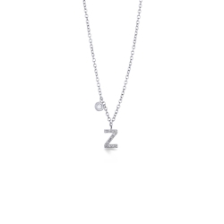 Collier or blanc 18k lettre Z diamants