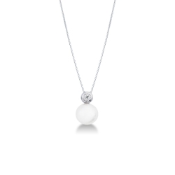 Collier en or blanc 18 carats avec une perle et diamant