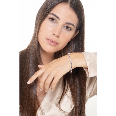 Bracelet or blanc 18k avec saphirs et diamants