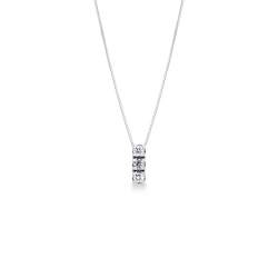 Collier en or blanc 18k trilogie de diamants