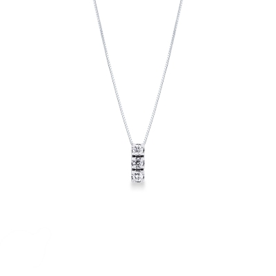 Collier en or blanc 18k trilogie de diamants