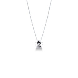 Pendentif en forme de fleur en or blanc 18k avec diamant 0.04 ct