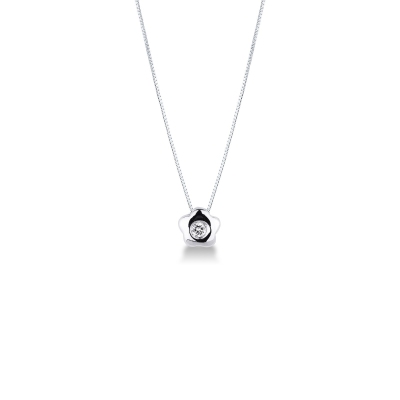 Pendentif en forme de fleur en or blanc 18k avec diamant 0.04 ct