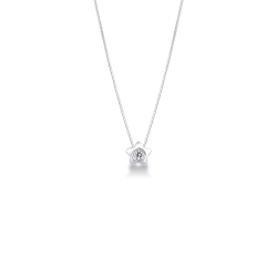 Collier or blanc femme  avec pendentif en forme d'étoile et diamant 0.04 ct
