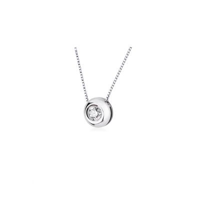 Collier pendentif solitaire avec diamant serti clos 0.15 ct