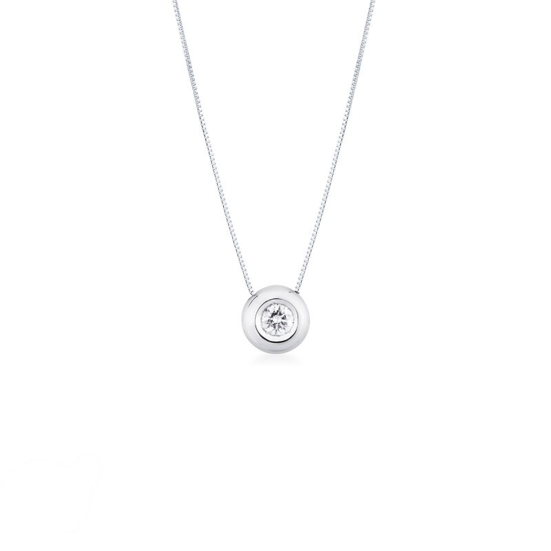Pendentif diamant solitaire 0.25 ct or blanc 750