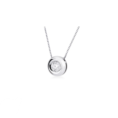 Collier pendentif avec diamant serti clos 0.40 ct en or blanc 18k