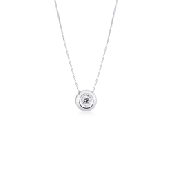 Collier pendentif avec diamant serti clos 0.40 ct en or blanc 18k