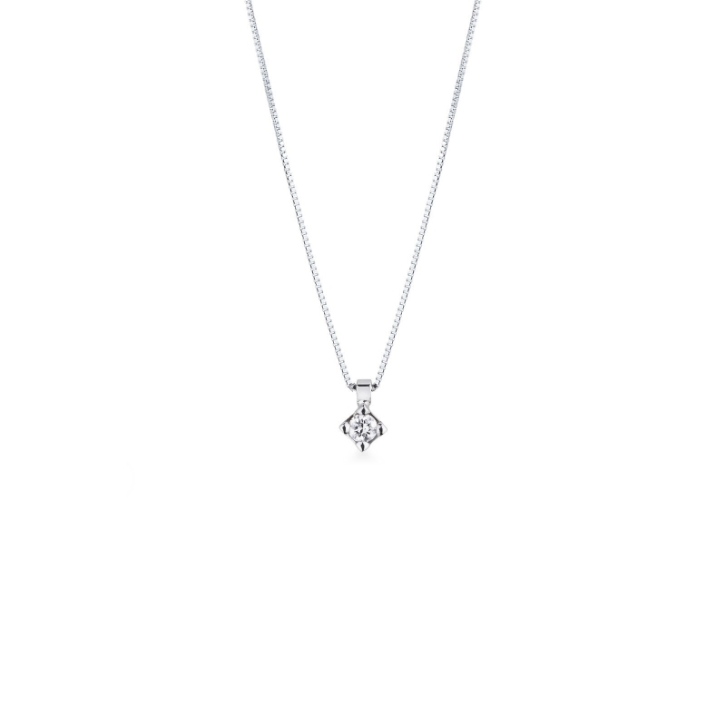 Collier en or blanc 18k serti et diamant