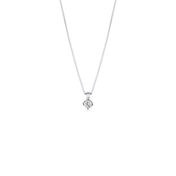 Collier en Or Blanc 750 Diamant Solitaire 0,07 ct