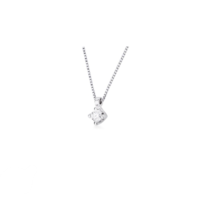 Collier pendentif en or blanc avec diamant 0.10 ct