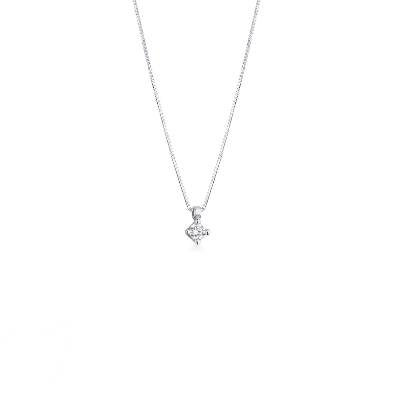 Collier pendentif en or blanc avec diamant 0.10 ct