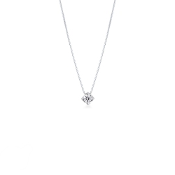 Pendentif solitaire diamant 0.07 ct or blanc 18k 