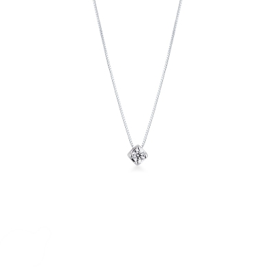 Collier pendentif solitaire en or blanc 18k avec diamant 0.10 ct