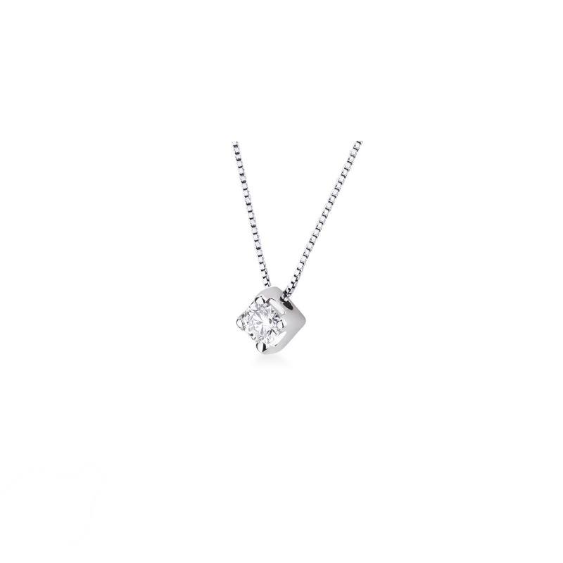 Collier or blanc 18k diamant 0,15 ct