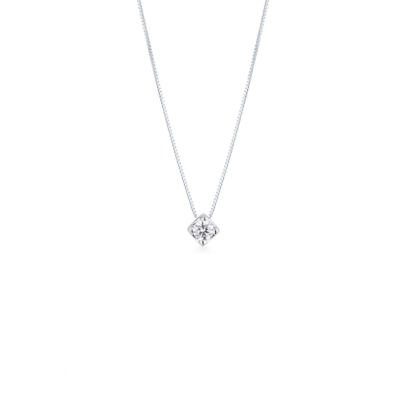 Collier or blanc 18k diamant 0,15 ct
