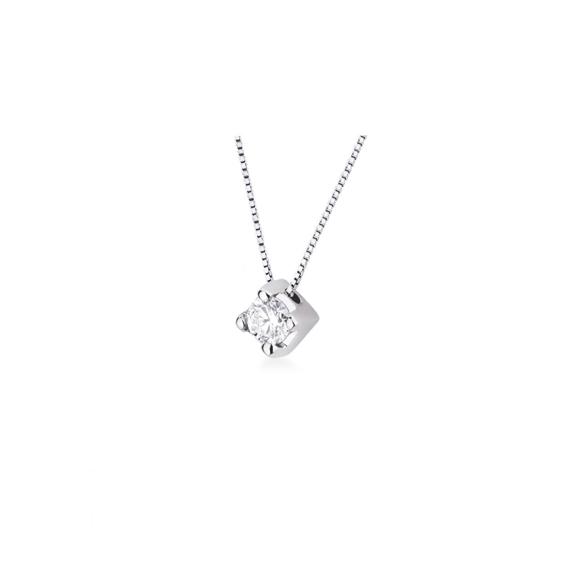 Chaîne solitaire en or blanc et diamant 0.20 ct