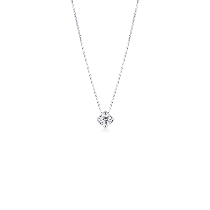 Chaîne solitaire en or blanc et diamant 0.20 ct