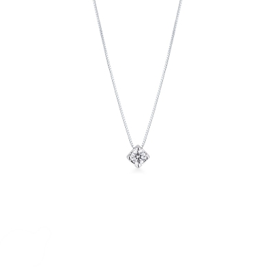 Chaîne solitaire en or blanc et diamant 0.20 ct