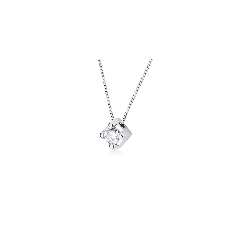 Pendentif diamant solitaire or blanc et diamant 0.25 ct