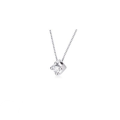Pendentif diamant solitaire or blanc et diamant 0.25 ct
