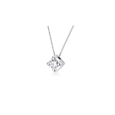 Collier en or blanc 18k avec diamant taille brillant 0,30 ct