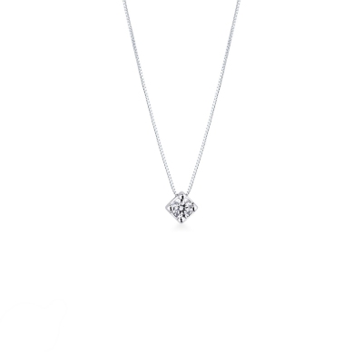 Collier en or blanc 18k avec diamant taille brillant 0,30 ct