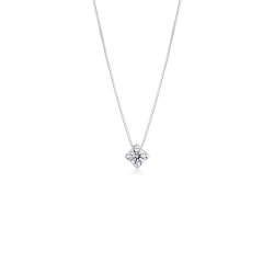 Collier pendentif solitaire or blanc 18k avec diamant 0.50 ct