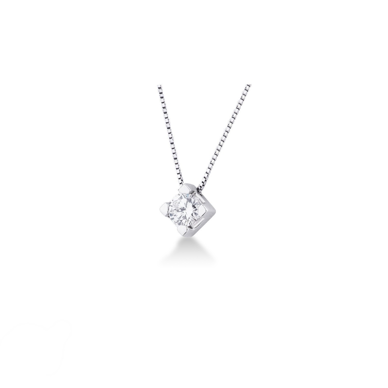 Collier or blanc 18k avec brillant 0,70 ct
