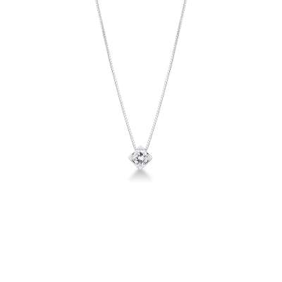 Collier or blanc 18k avec brillant 0,70 ct