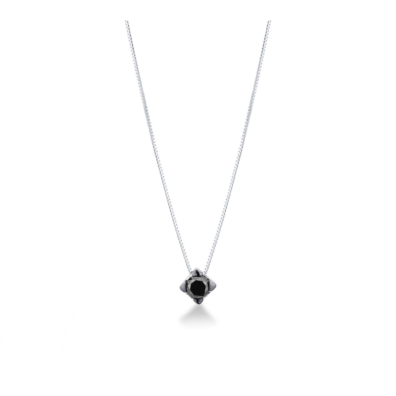 Collier homme en or blanc 18k avec un diamant noir CM50