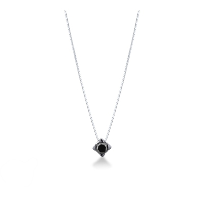 Collier homme en or blanc 18k avec un diamant noir CM50