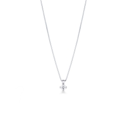 Collier or blanc 18K avec diamant brillant