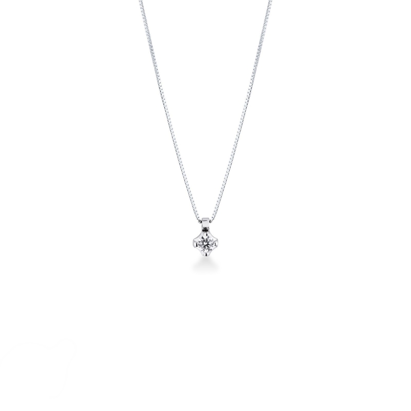 Pendentif solitaire diamant 0.10 ct or blanc 750