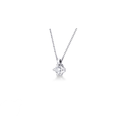 Collier point de lumière or blanc 18k diamant