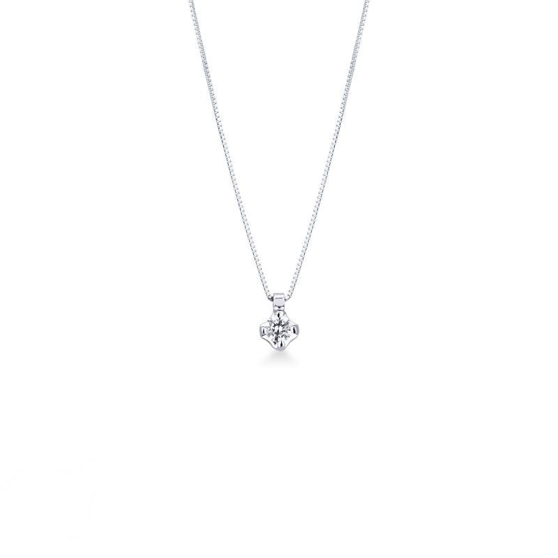 Collier en or blanc 18k avec brillant 0,20 ct