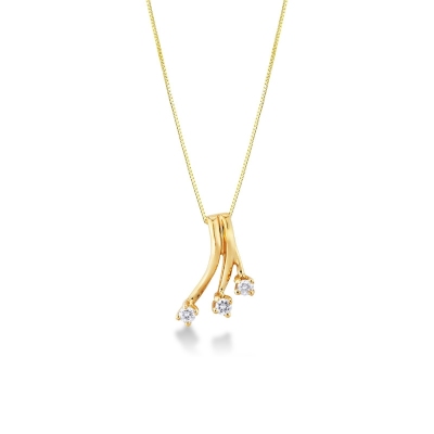 Collier en or jaune 18k avec pendentif trilogy en diamants