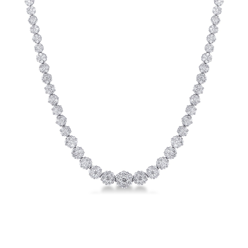 Collier illusion échelonné or blanc 18 carats avec diamants 