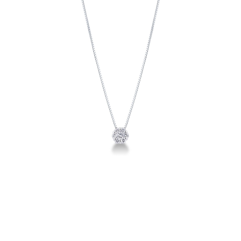 Collier Illusion en or blanc 18 carats avec diamants
