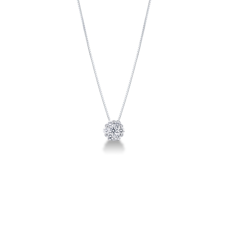 Collier illusion en or blanc 18k avec diamants