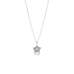 Collier or blanc 18k étoile diamants