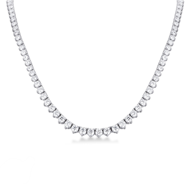 Collier tennis dégradé en or blanc 18 carats avec diamants