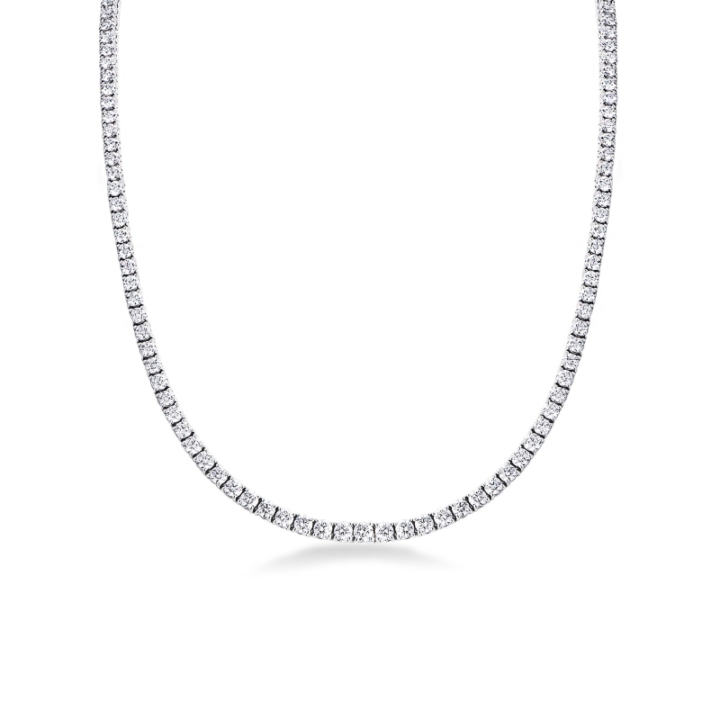 Collier Tennis En Diamant 6,43 Carats En Or Blanc 18k 