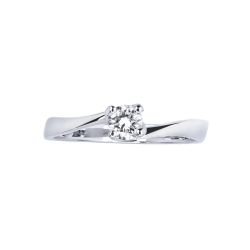 Bague solitaire avec un diamant 0.25 ct en or blanc 18k 2